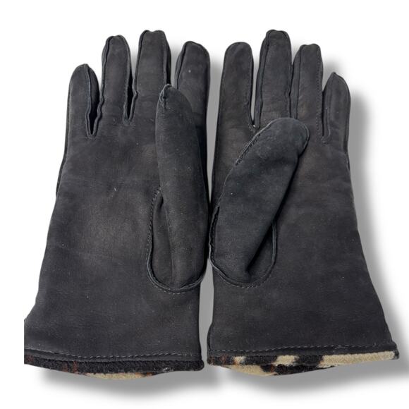 Coach Black Leather Suede Glove with Fleece Lining - Picture 2 of 3